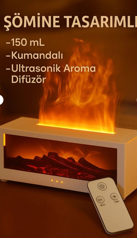 Yaratıcı Simülasyon Şömine Nemlendirici Aromaterapi Difüzör Alev Şömine Uzaktan Kumandalı Ultrasonik Nemlendirici