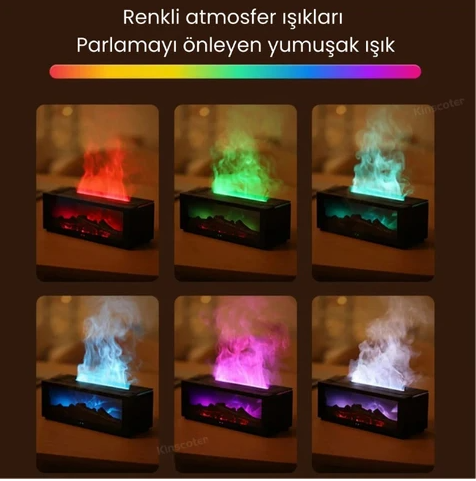 Yaratıcı Simülasyon Şömine Nemlendirici Aromaterapi Difüzör Alev Şömine Uzaktan Kumandalı Ultrasonik Nemlendirici